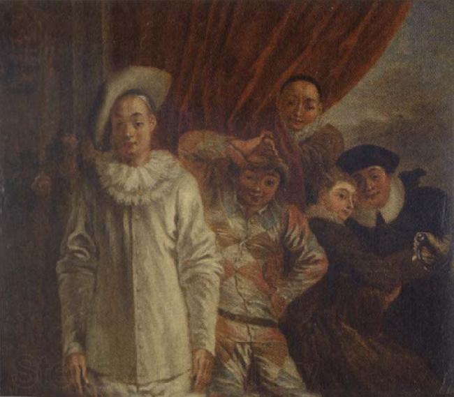 Jean-Antoine Watteau Harlequin,Pierrot and Scapin Spain oil painting art